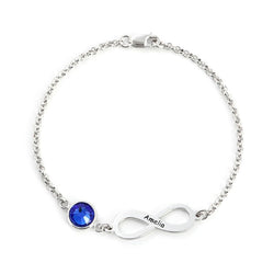 Infinity Sterling Silver Bracelet With Birthstone-JE-Juri Elle