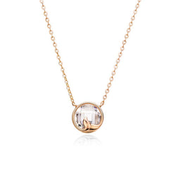 Undersea Elf Round Cut 925 Silver Plated 14K Rose Gold Necklace
