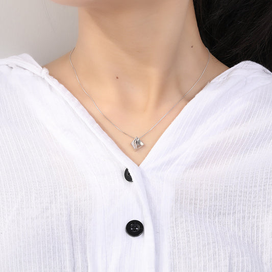 Mini Geometry Sterling Silver Plated Platinum Necklace