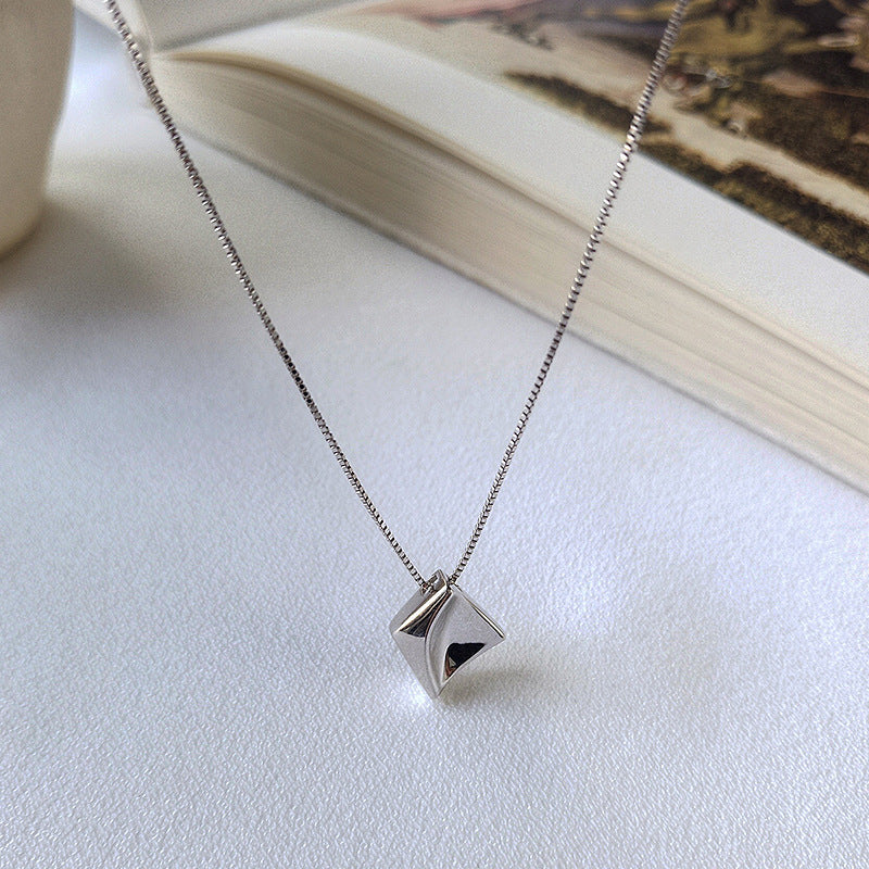 Mini Geometry Sterling Silver Plated Platinum Necklace