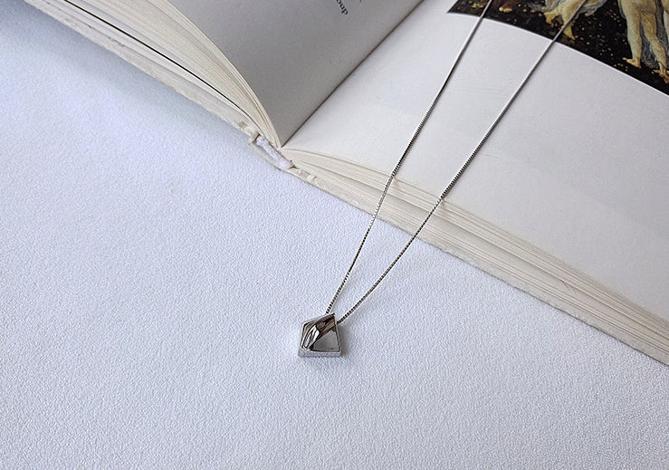 Mini Geometry Sterling Silver Plated Platinum Necklace