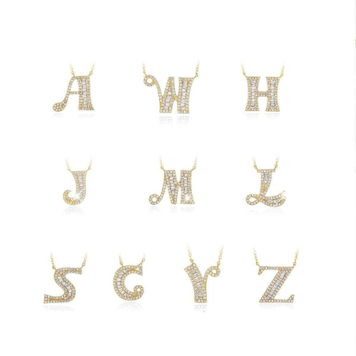Letter Round Cut Sterling Silver Necklace