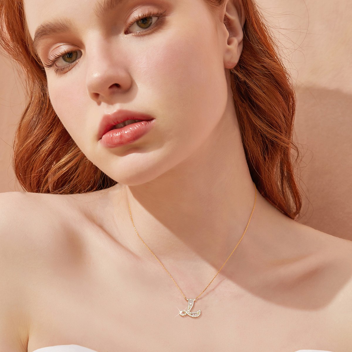 Letter Round Cut Sterling Silver Necklace