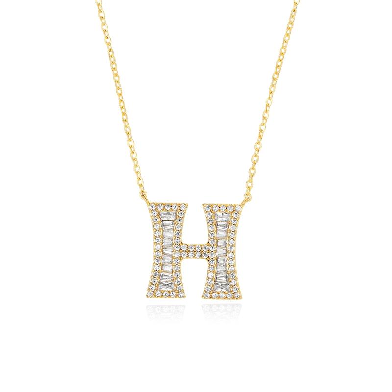 Letter Round Cut Sterling Silver Necklace