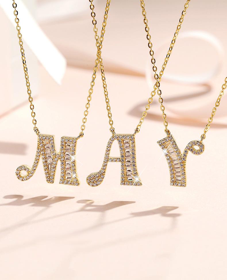 Letter Round Cut Sterling Silver Necklace
