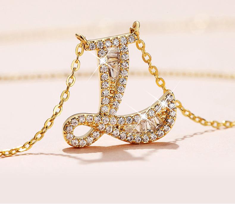 Letter Round Cut Sterling Silver Necklace