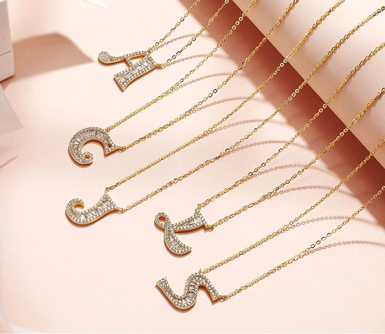 Letter Round Cut Sterling Silver Necklace