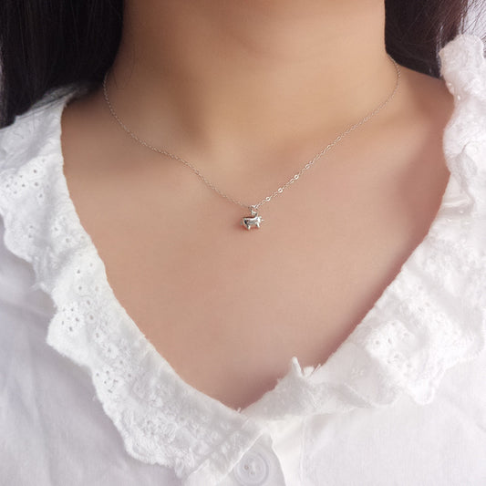 Zodiac Three-dimensional Pig Sterling Silver Plated Platinum Necklace