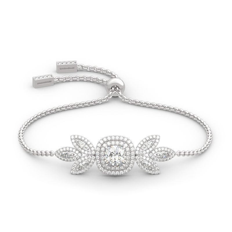 Double Halo Cushion Cut Sterling Silver Bracelet-JE-Juri Elle