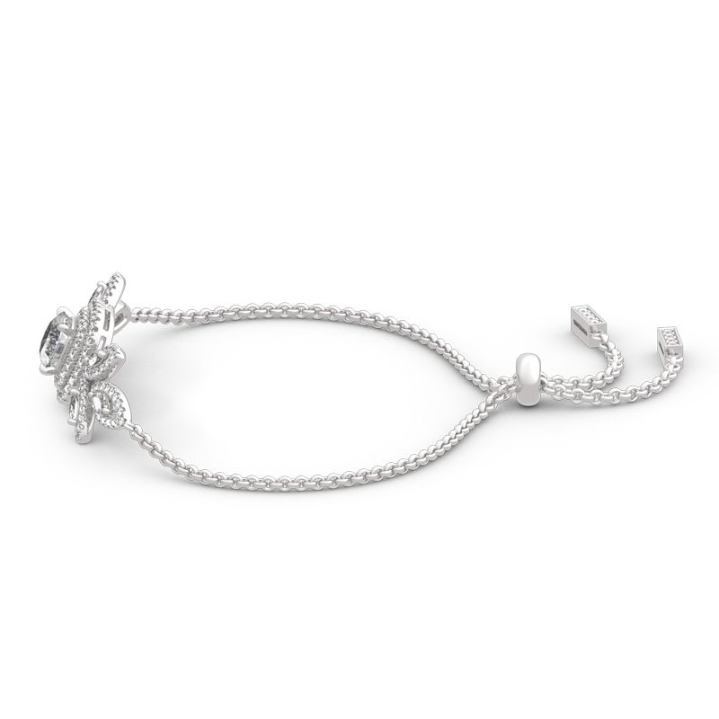 Double Halo Cushion Cut Sterling Silver Bracelet-JE-Juri Elle