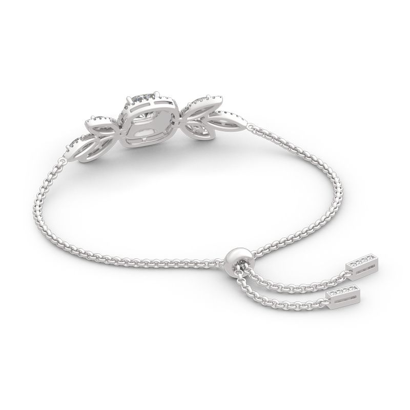 Double Halo Cushion Cut Sterling Silver Bracelet-JE-Juri Elle