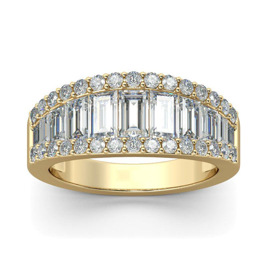 Gold Tone Vintage Baguette Cut Sterling Silver Women's Band