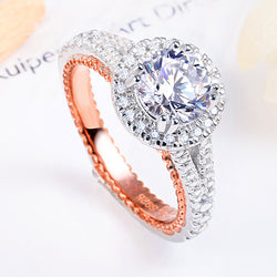 Glittering Diamond Round Cut Sterling Silver Ring