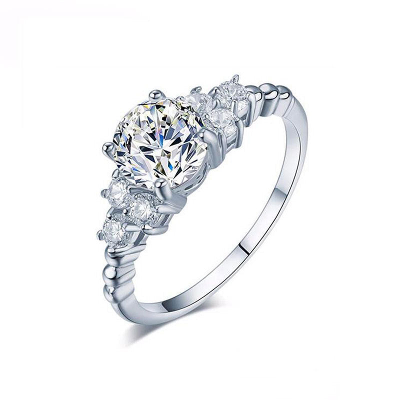 Surrounded Round Cut Sterling Silver Ring-TL-Juri Elle