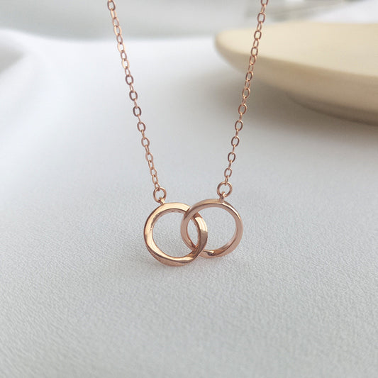Interlocking Ring Round Cut Sterling Silver Necklace