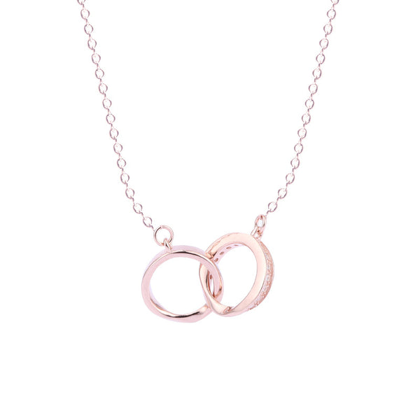 Interlocking Ring Round Cut Sterling Silver Necklace
