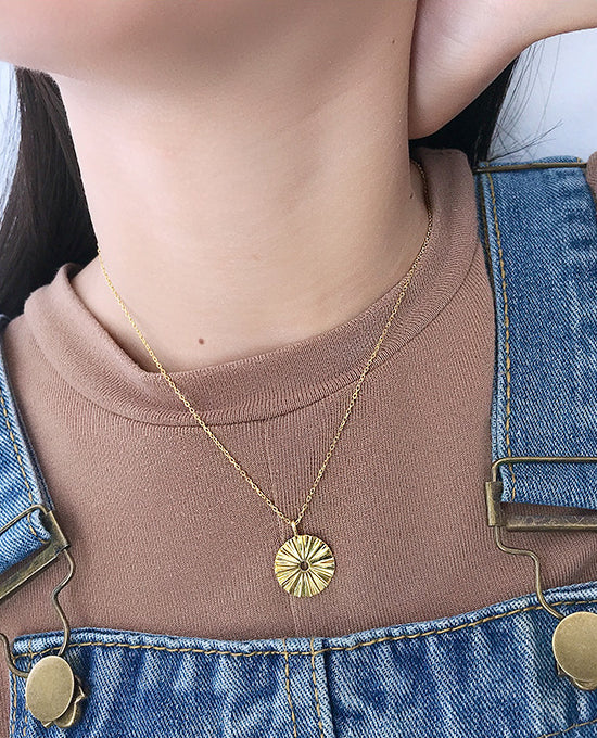 Golden Irregular Round Sterling Silver Necklace