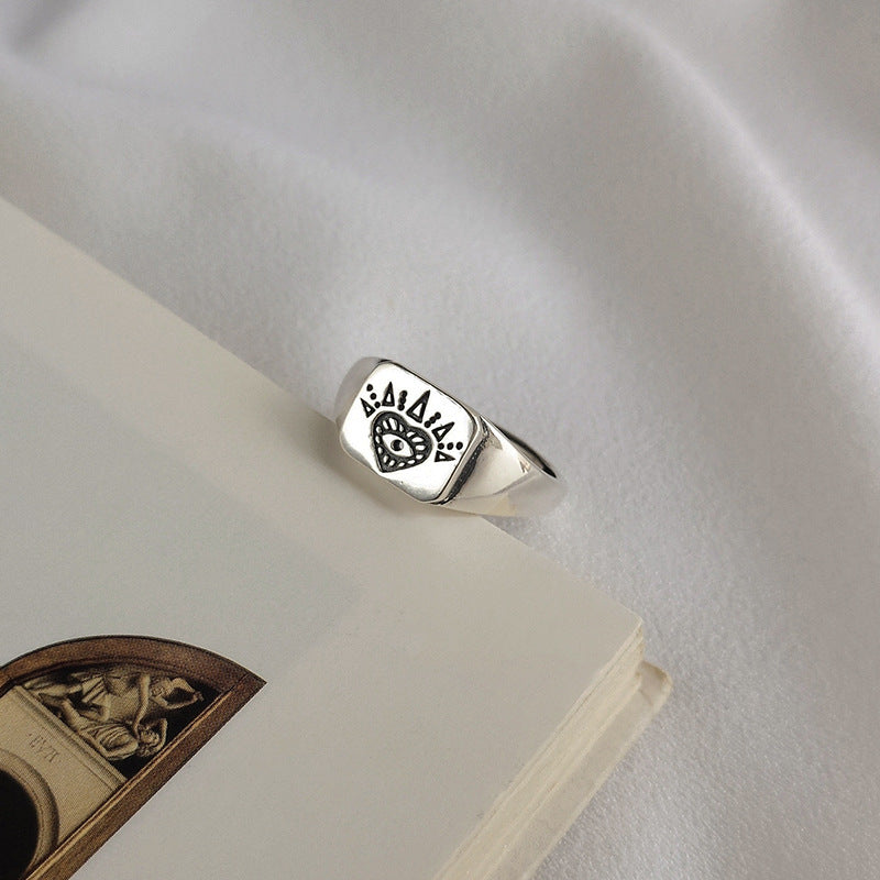Heart Sun Eye Sterling Silver Ring