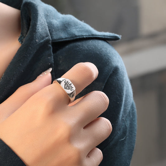 Heart Sun Eye Sterling Silver Ring