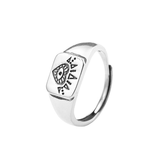 Heart Sun Eye Sterling Silver Ring