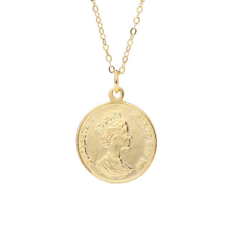 Elizabeth Portrait Coin Sterling Silver Necklace