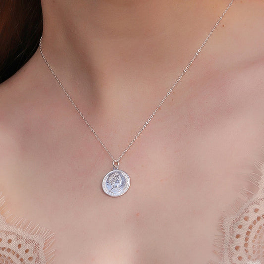 Elizabeth Portrait Coin Sterling Silver Necklace