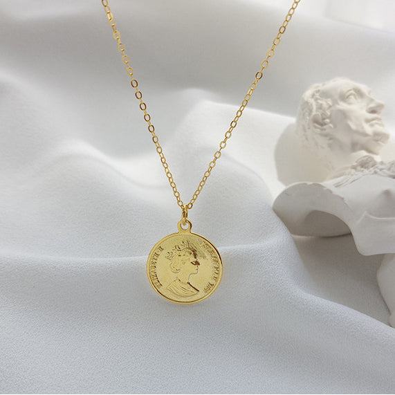 Elizabeth Portrait Coin Sterling Silver Necklace