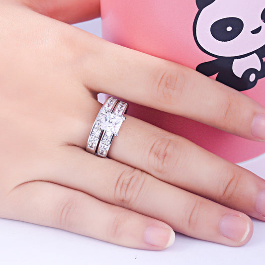 Endless Love Princess Cut Sterling Silver Ring-TL-Juri Elle
