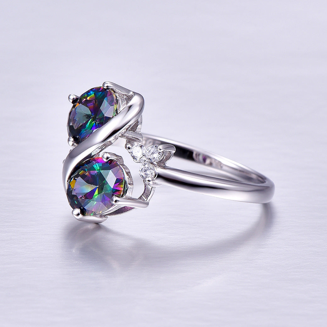 Infinity Oval Cut Sterling Silver Ring-ZX-Juri Elle