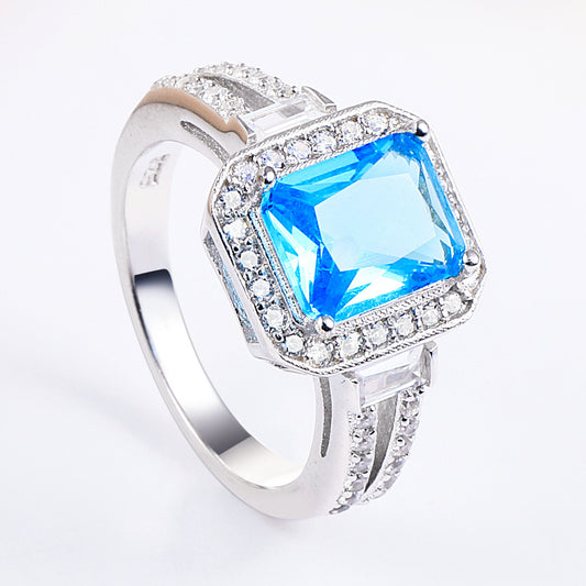 Vintage Radiant Cut Meteorite Silver Ring