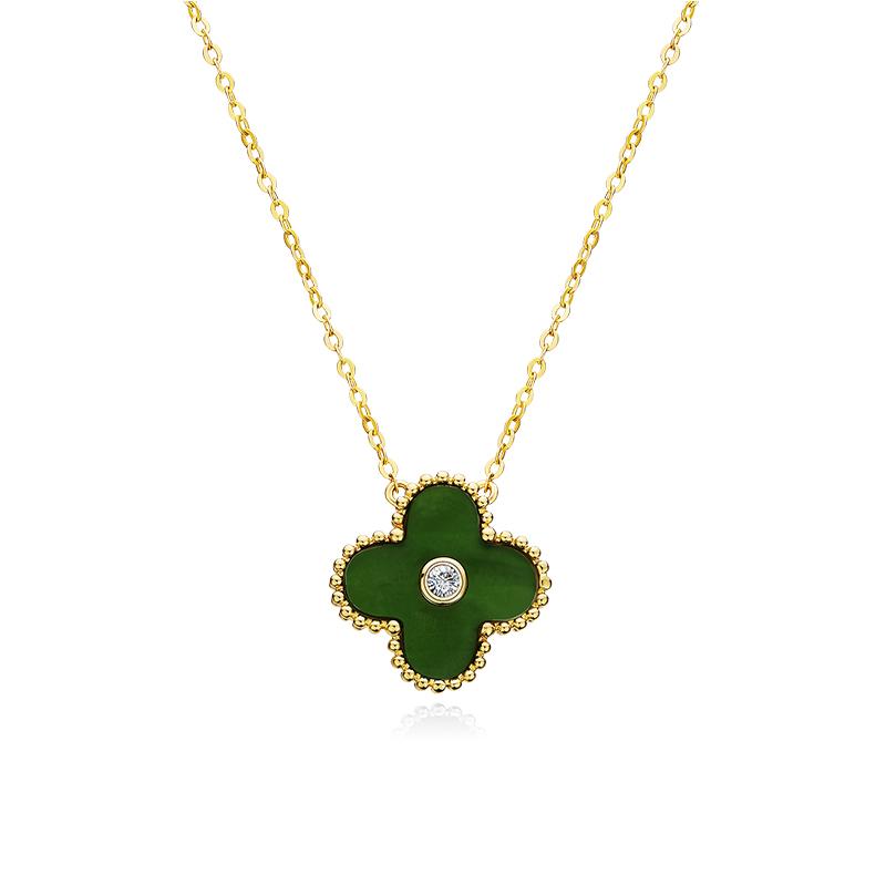 Pleasingly Simple Resin Round Cut Plated 14K Gold Necklace