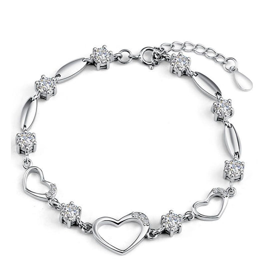 Heart Shape Sterling Silver Bracelet-JE-Juri Elle