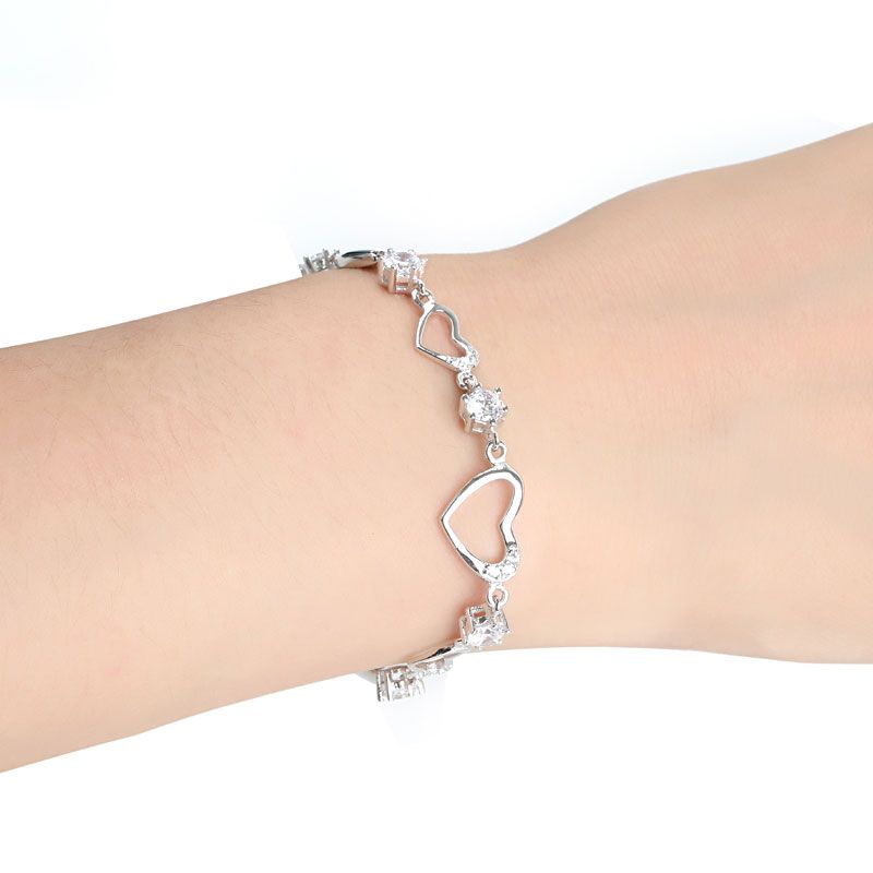 Heart Shape Sterling Silver Bracelet-JE-Juri Elle