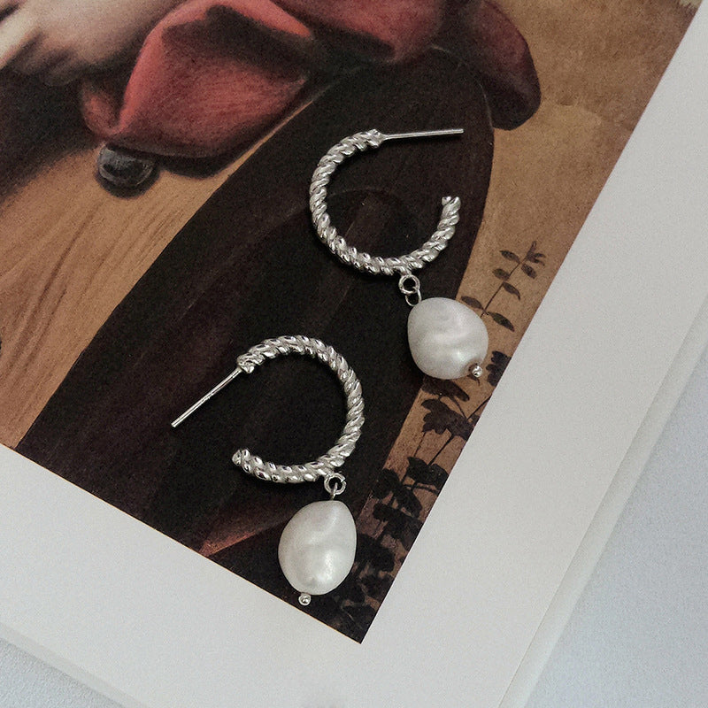 Twist Baroque Pearl Sterling Silver Earring