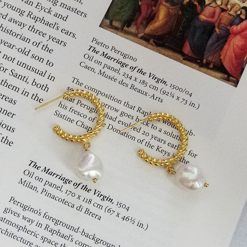 Twist Baroque Pearl Sterling Silver Earring
