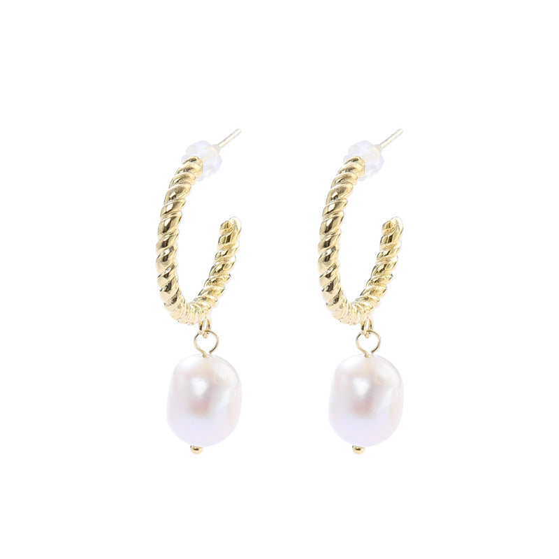 Twist Baroque Pearl Sterling Silver Earring