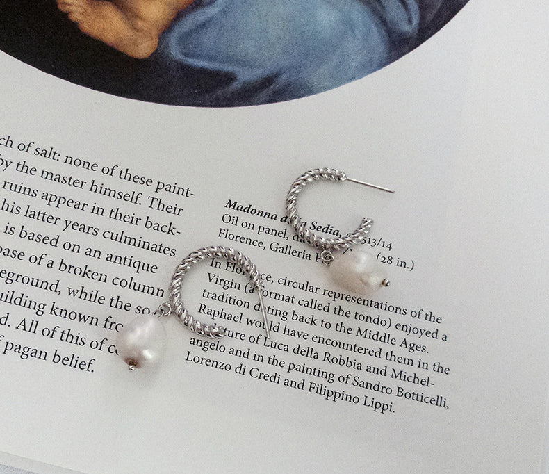 Twist Baroque Pearl Sterling Silver Earring