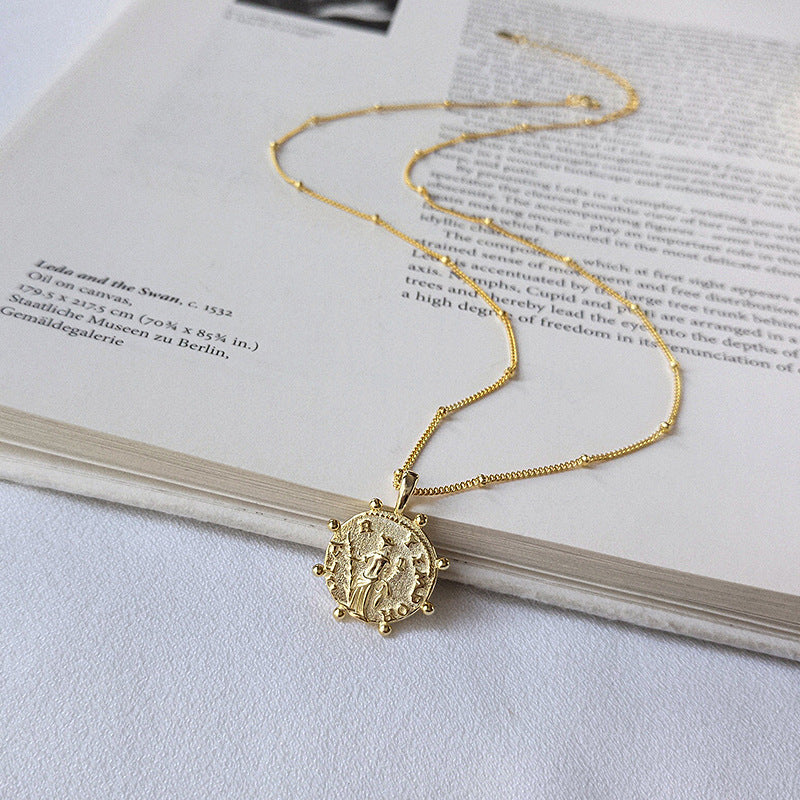 Godness Statue Sterling Silver Plated Gold Necklace