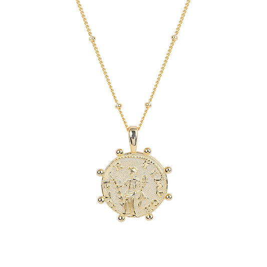 Godness Statue Sterling Silver Plated Gold Necklace