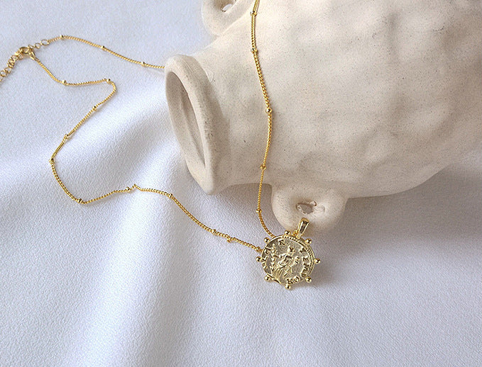 Godness Statue Sterling Silver Plated Gold Necklace