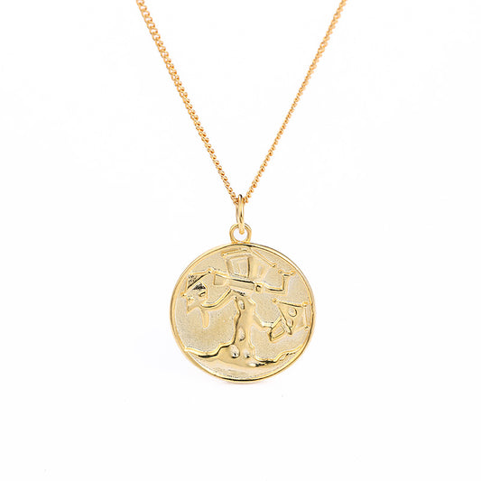 Embossed Eaves Tree Sterling Silver Plated Gold Necklace