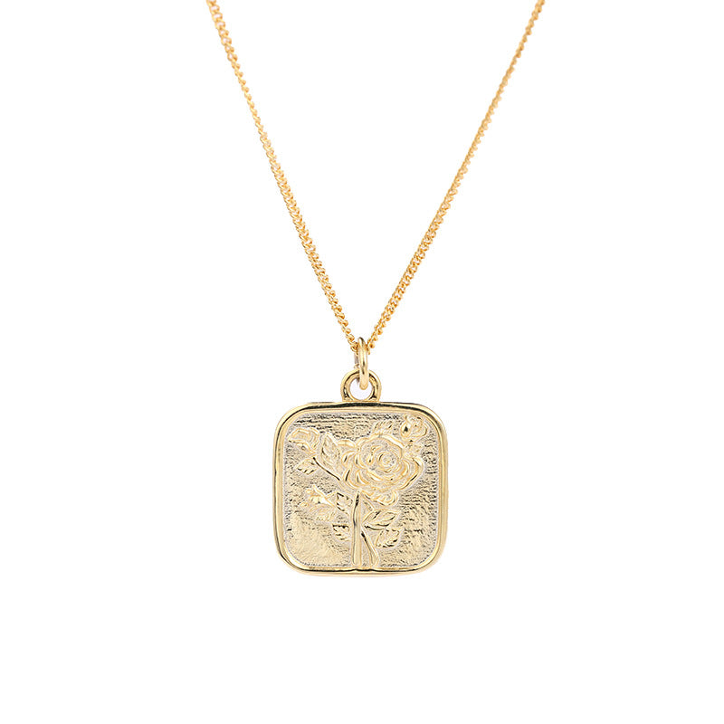 Golden Rose Card Sterling Silver Plated Gold Necklace
