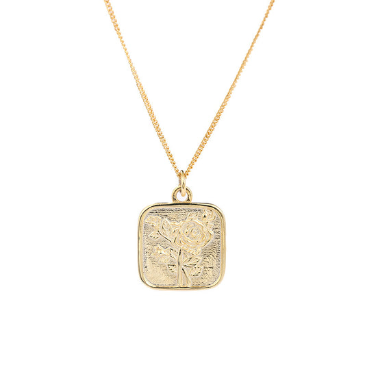 Golden Rose Card Sterling Silver Plated Gold Necklace