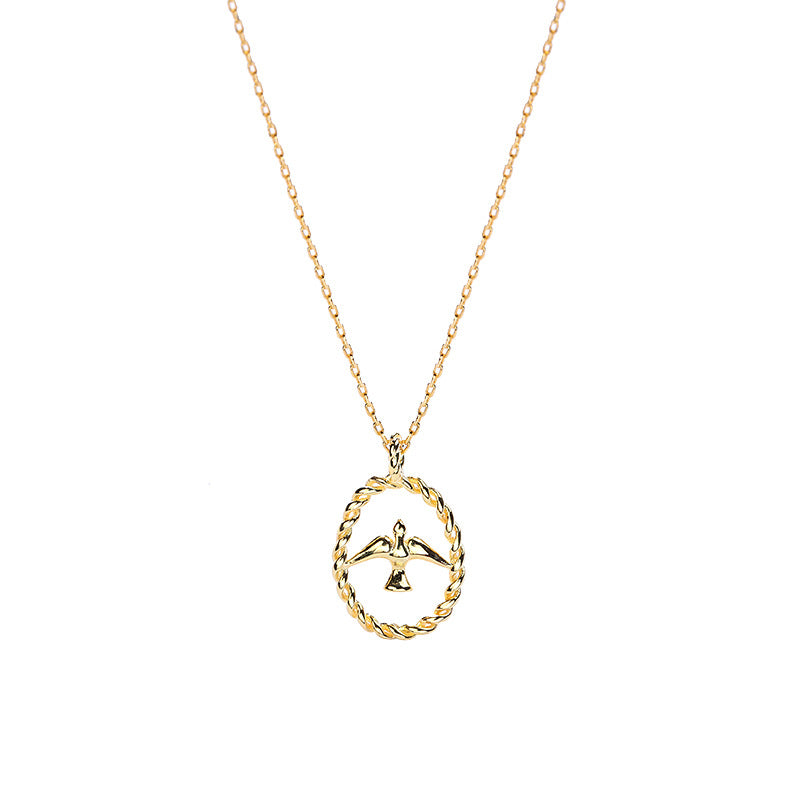Golden Swallow Sterling Silver Plated Gold Necklace