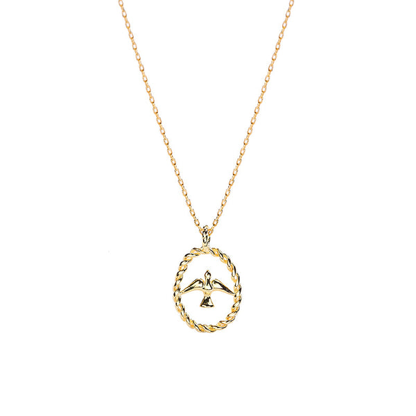 Golden Swallow Sterling Silver Plated Gold Necklace