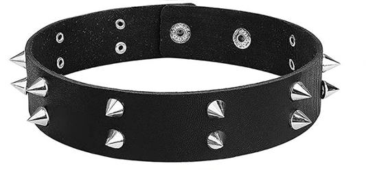 Adjustable Studded Punk Leather Choker Necklace