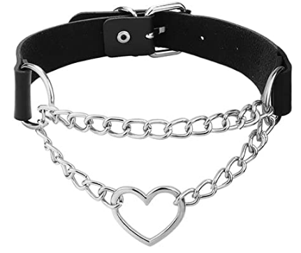 Adjustable Punk Leather Gothic Heart Choker Necklace