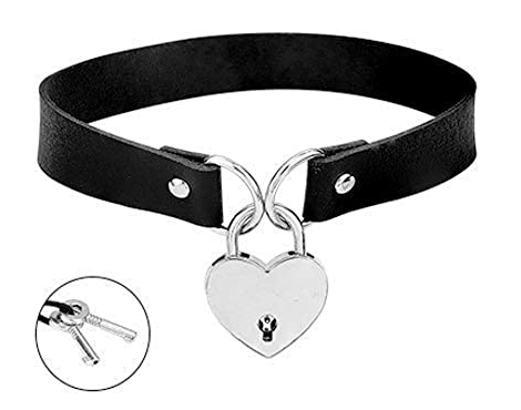 Collier ras de cou en cuir Heart Punk B