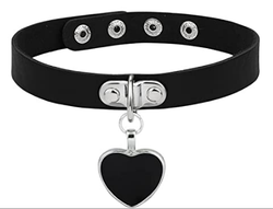 Adjustable Punk Leather Gothic Heart Choker Necklace