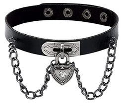 Adjustable Punk Leather Gothic Lock Choker Necklace